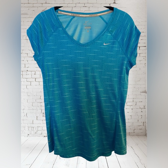Nike Running Dri-Fit Blue Dot Activewear Shirt, Women’s Size Small - Picture 1 of 13